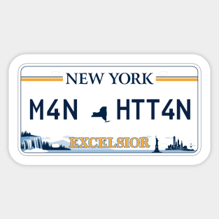 Manhattan car license plate Sticker